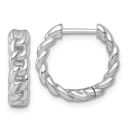 Sterlingsilber Rhodiniert Poliert 4.5mm Panzer Glieder Klappbar Rund Creolen