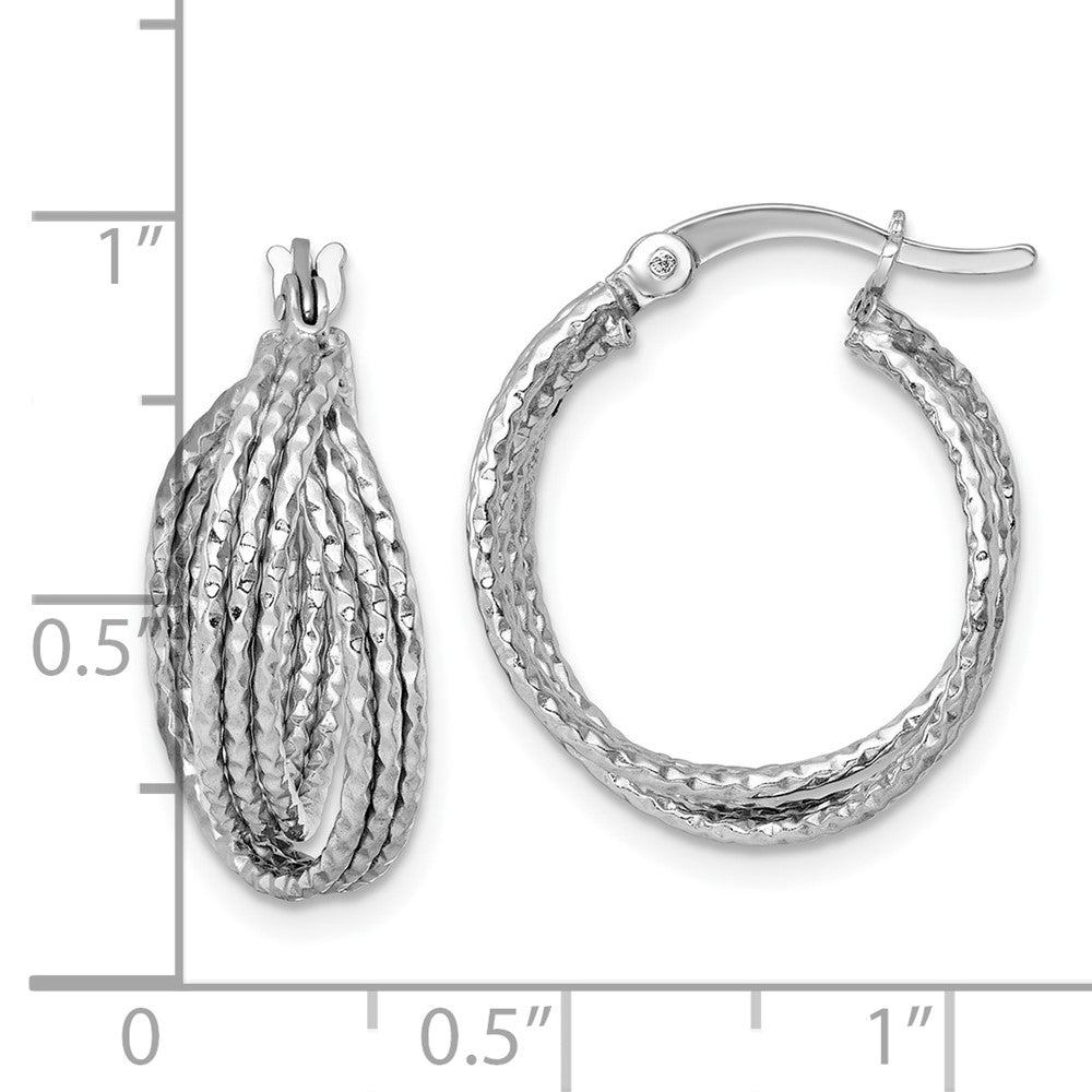 Sterlingsilber Rhodiniert Strukturiert 20.0mm Crisscross Rund Creolen