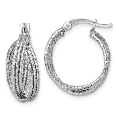 Sterlingsilber Rhodiniert Strukturiert 20.0mm Crisscross Rund Creolen