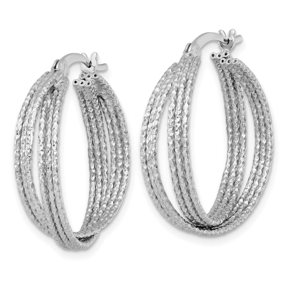 Sterlingsilber Rhodiniert Strukturiert 25.0mm Crisscross Rund Creolen