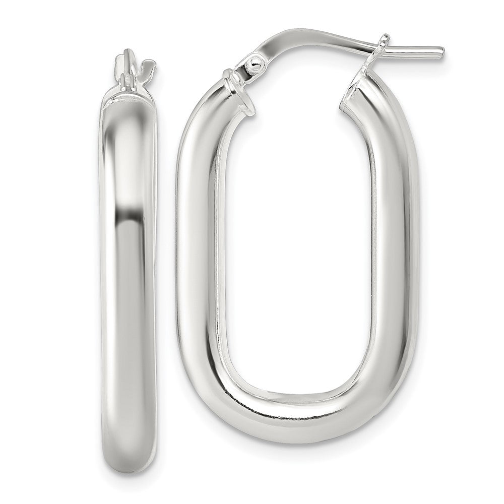 Sterlingsilber Poliert 4mm Oval Creolen