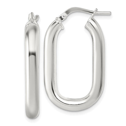 Sterlingsilber Poliert 4mm Oval Creolen