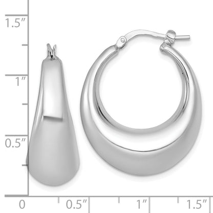 Sterlingsilber Rhodiniert Poliert 12mm Creolen