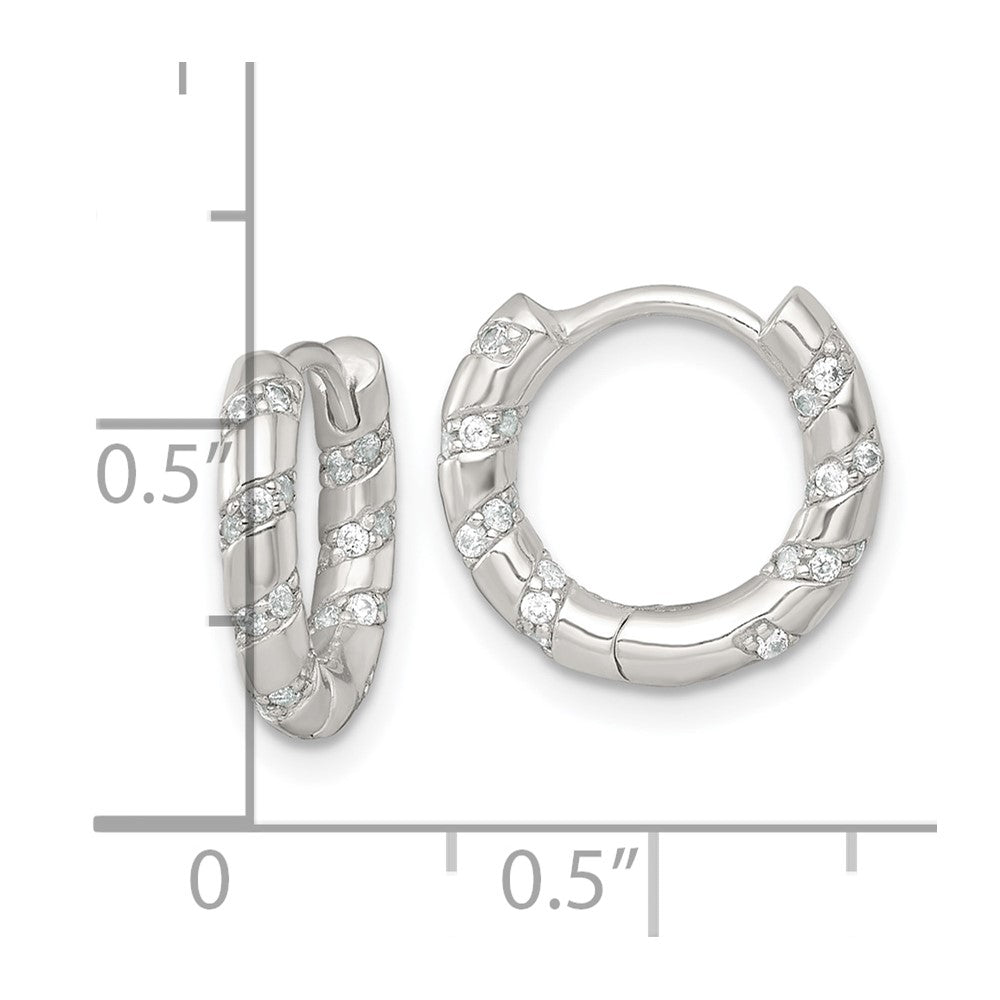 Sterlingsilber Poliert Zirkonia Klappbar Rund Creolen