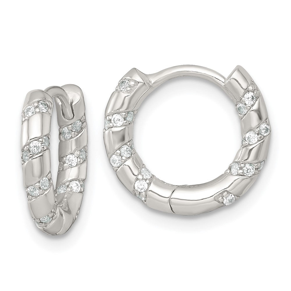 Sterlingsilber Poliert Zirkonia Klappbar Rund Creolen