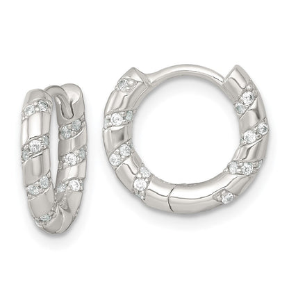 Sterlingsilber Poliert Zirkonia Klappbar Rund Creolen