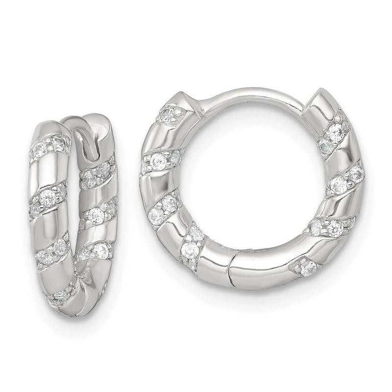 Sterlingsilber Poliert Zirkonia Klappbar Rund Creolen