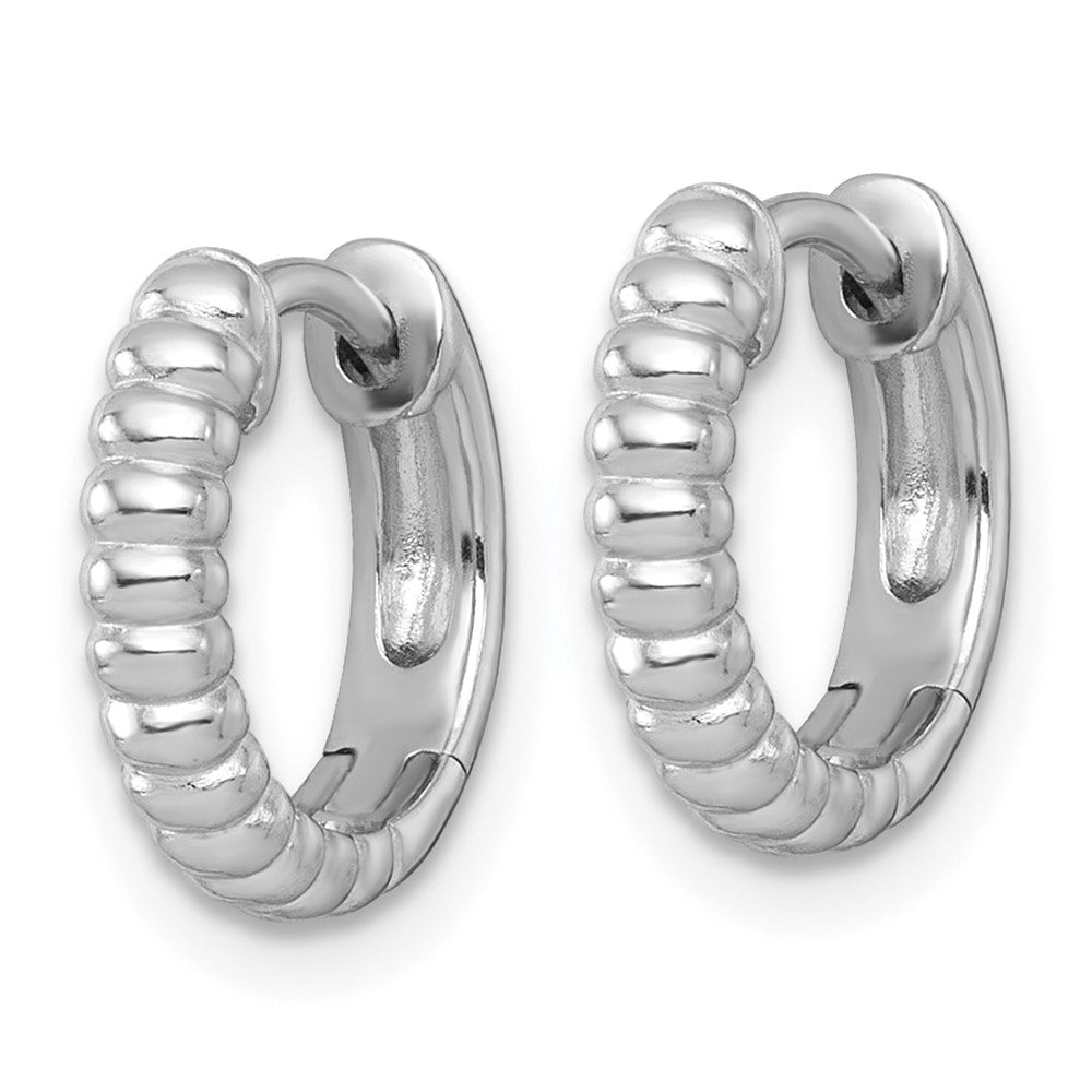 Sterlingsilber Rhodiniert Poliert Gerillt 3mm Rund Creolen