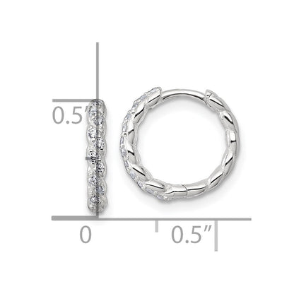 Sterlingsilber Poliert und Gedreht 2.2mm Zirkonia Klappbar Rund Creolen