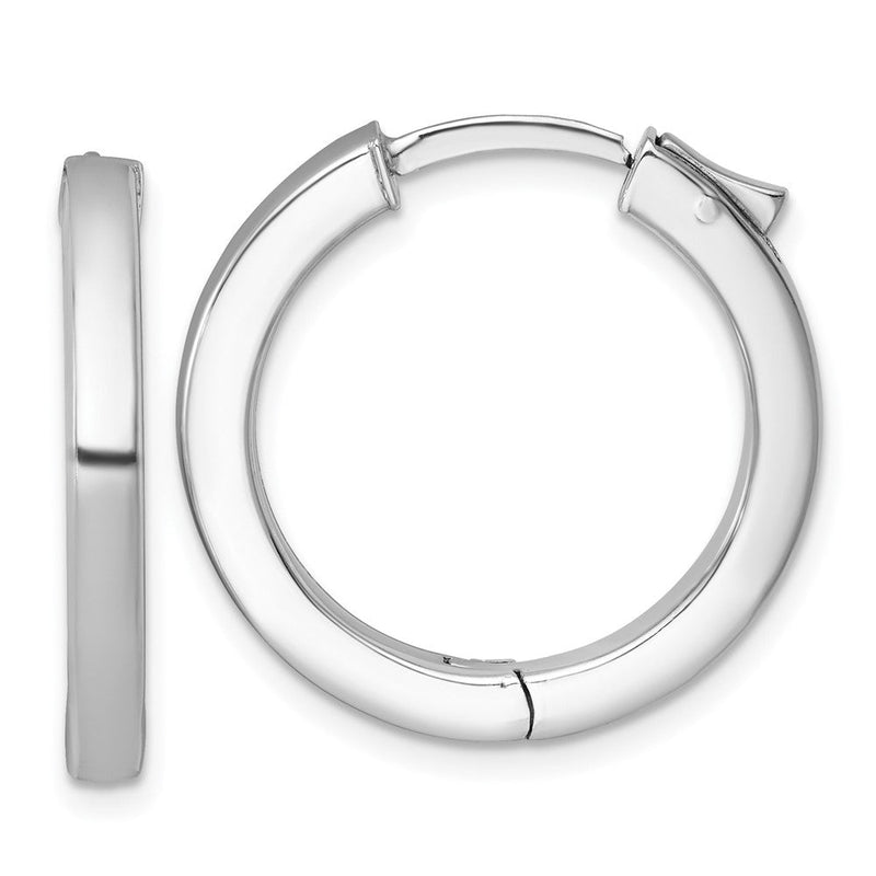 Sterlingsilber Rhodiniert Poliert 3x25mm Klappbar Quadratisch Röhre mit Sicherheits Schloss Creolen