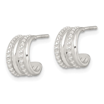 Sterlingsilber Poliert und Gekugelt Stecker C- Creolen