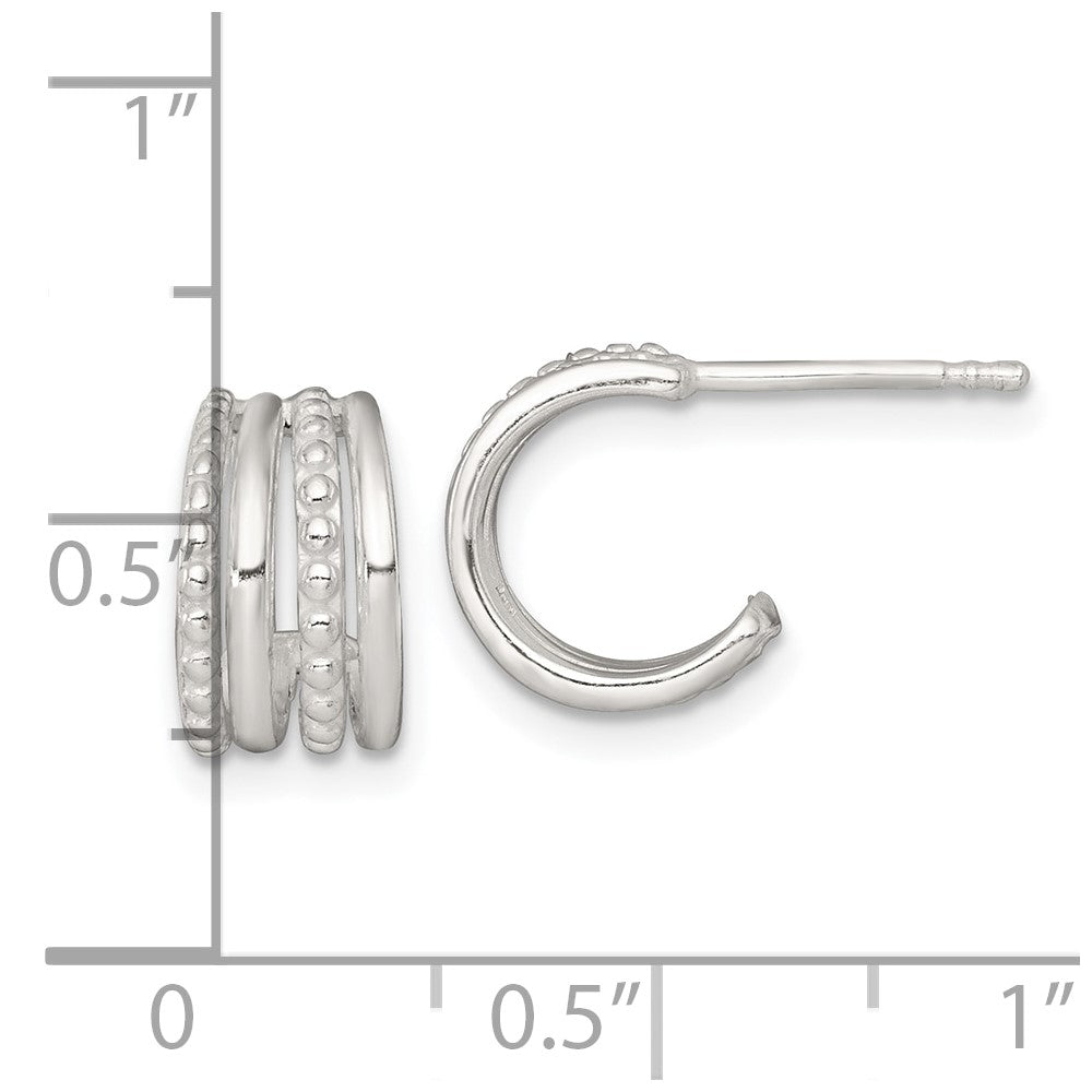 Sterlingsilber Poliert und Gekugelt Stecker C- Creolen