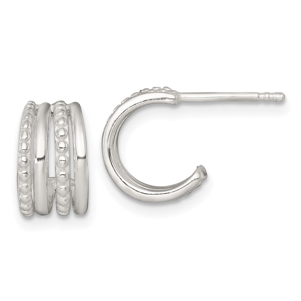 Sterlingsilber Poliert und Gekugelt Stecker C- Creolen