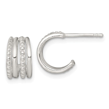 Sterlingsilber Poliert und Gekugelt Stecker C- Creolen