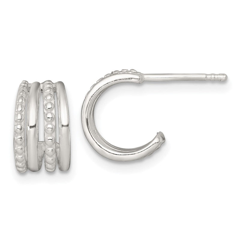 Sterlingsilber Poliert und Gekugelt Stecker C- Creolen