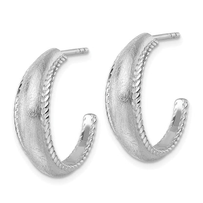 Sterlingsilber Rhodiniert Poliert und Scratch Finish Stecker Creolen