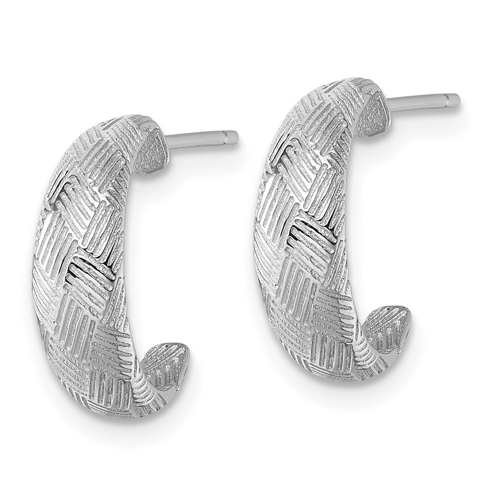 Sterlingsilber Rhodiniert Strukturiert Geflochten Design Stecker J- Creolen