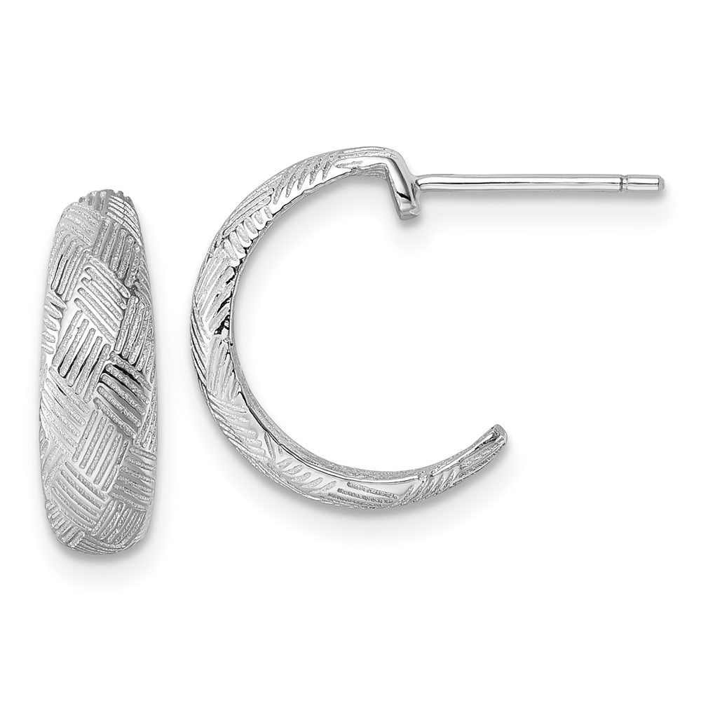 Sterlingsilber Rhodiniert Strukturiert Geflochten Design Stecker J- Creolen