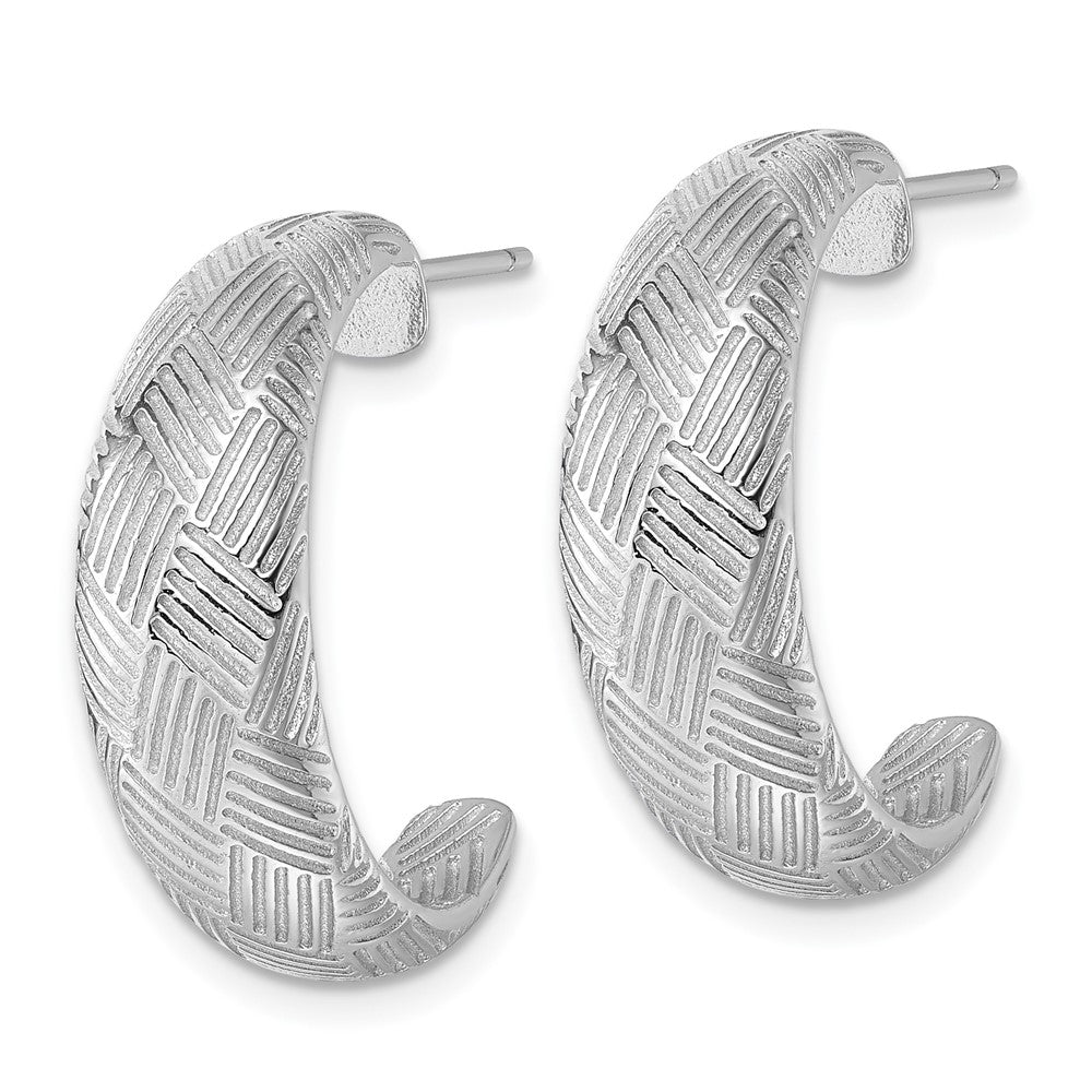 Sterlingsilber Rhodiniert Strukturiert Geflochten Design Stecker J- Creolen