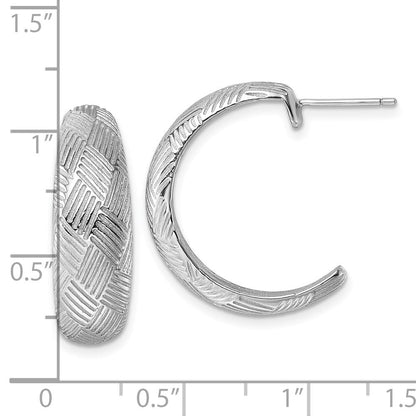 Sterlingsilber Rhodiniert Strukturiert Geflochten Design Stecker J- Creolen