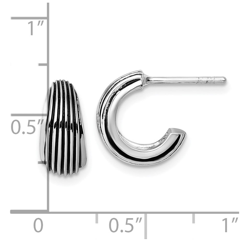 Sterlingsilber Rhodiniert Antikisiert Gerillt Ohrstecker
