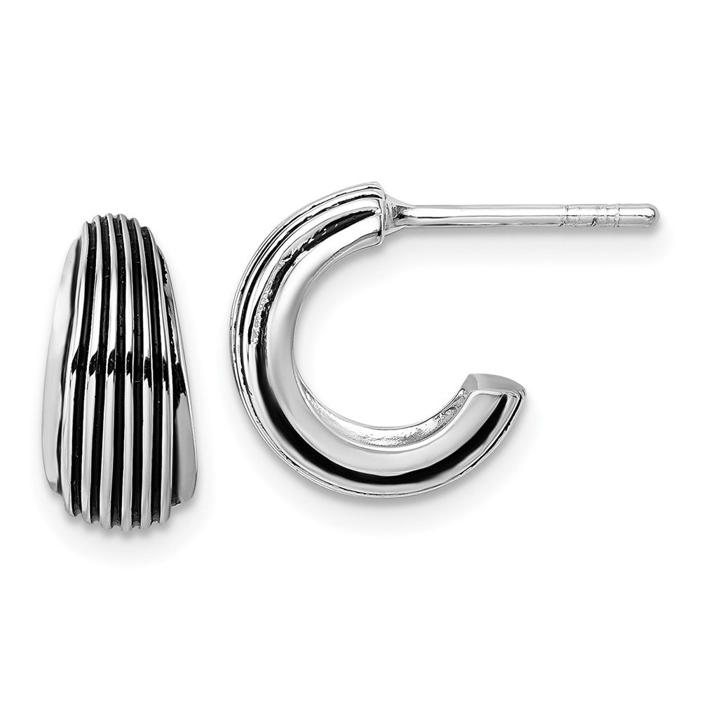 Sterlingsilber Rhodiniert Antikisiert Gerillt Ohrstecker
