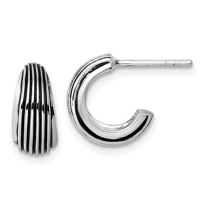 Sterlingsilber Rhodiniert Antikisiert Gerillt Ohrstecker