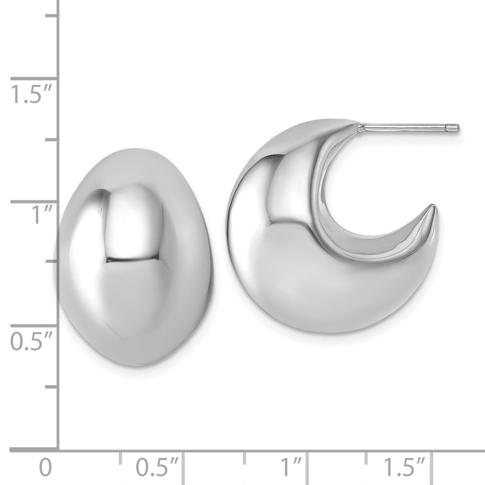Sterlingsilber Rhodiniert Poliert Hohl Fantasie Stecker J- Creolen