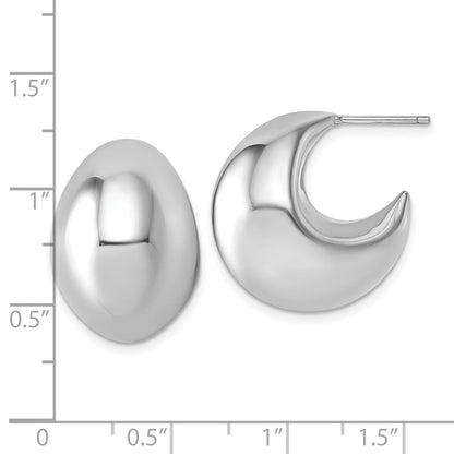 Sterlingsilber Rhodiniert Poliert Hohl Fantasie Stecker J- Creolen