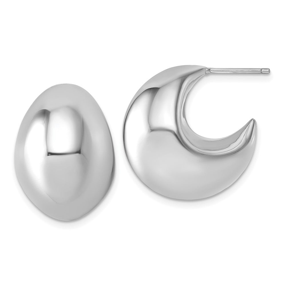 Sterlingsilber Rhodiniert Poliert Hohl Fantasie Stecker J- Creolen