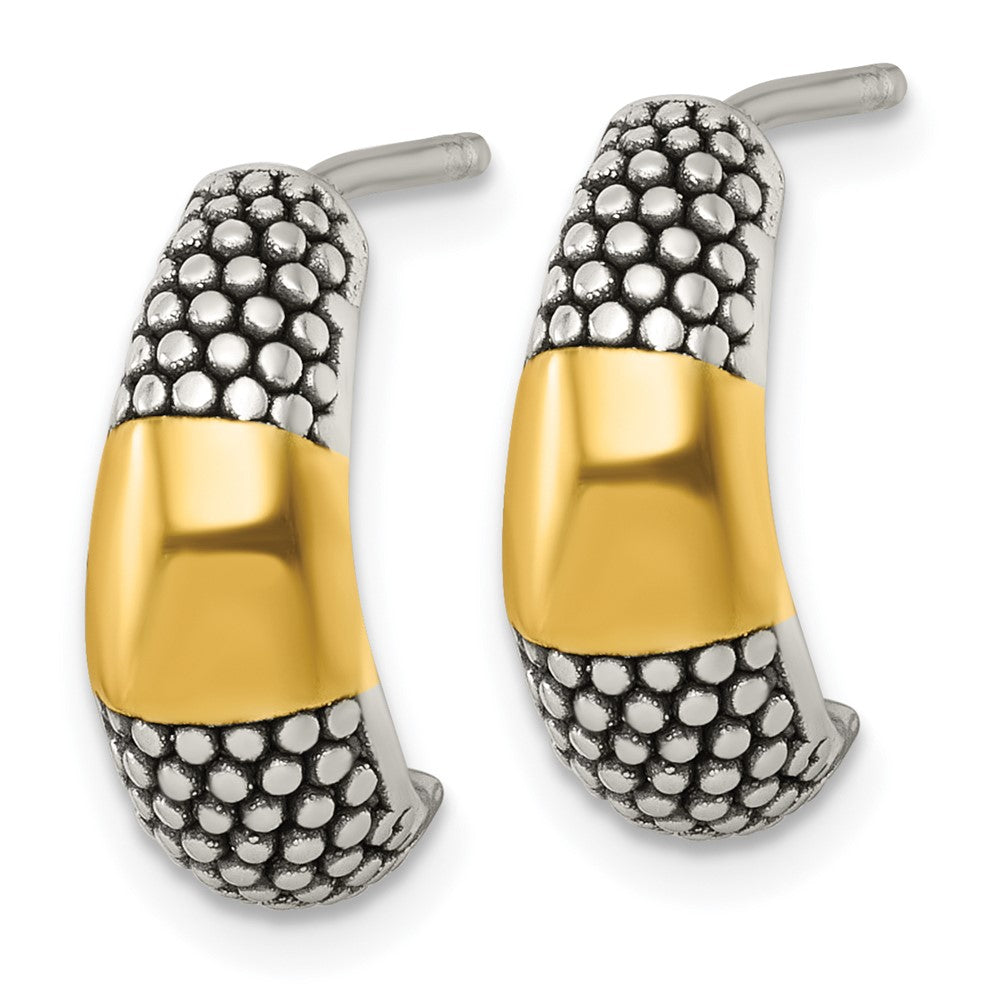 Sterlingsilber und Goldfarben Antikisiert Poliert Stecker J- Creolen