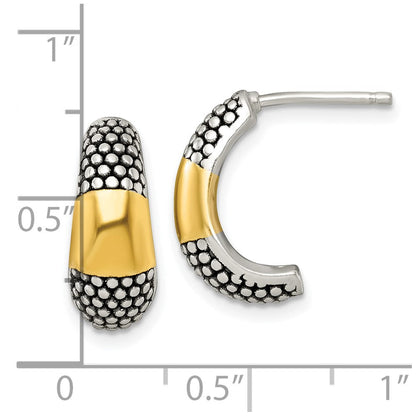 Sterlingsilber und Goldfarben Antikisiert Poliert Stecker J- Creolen