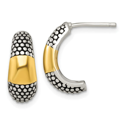 Sterlingsilber und Goldfarben Antikisiert Poliert Stecker J- Creolen