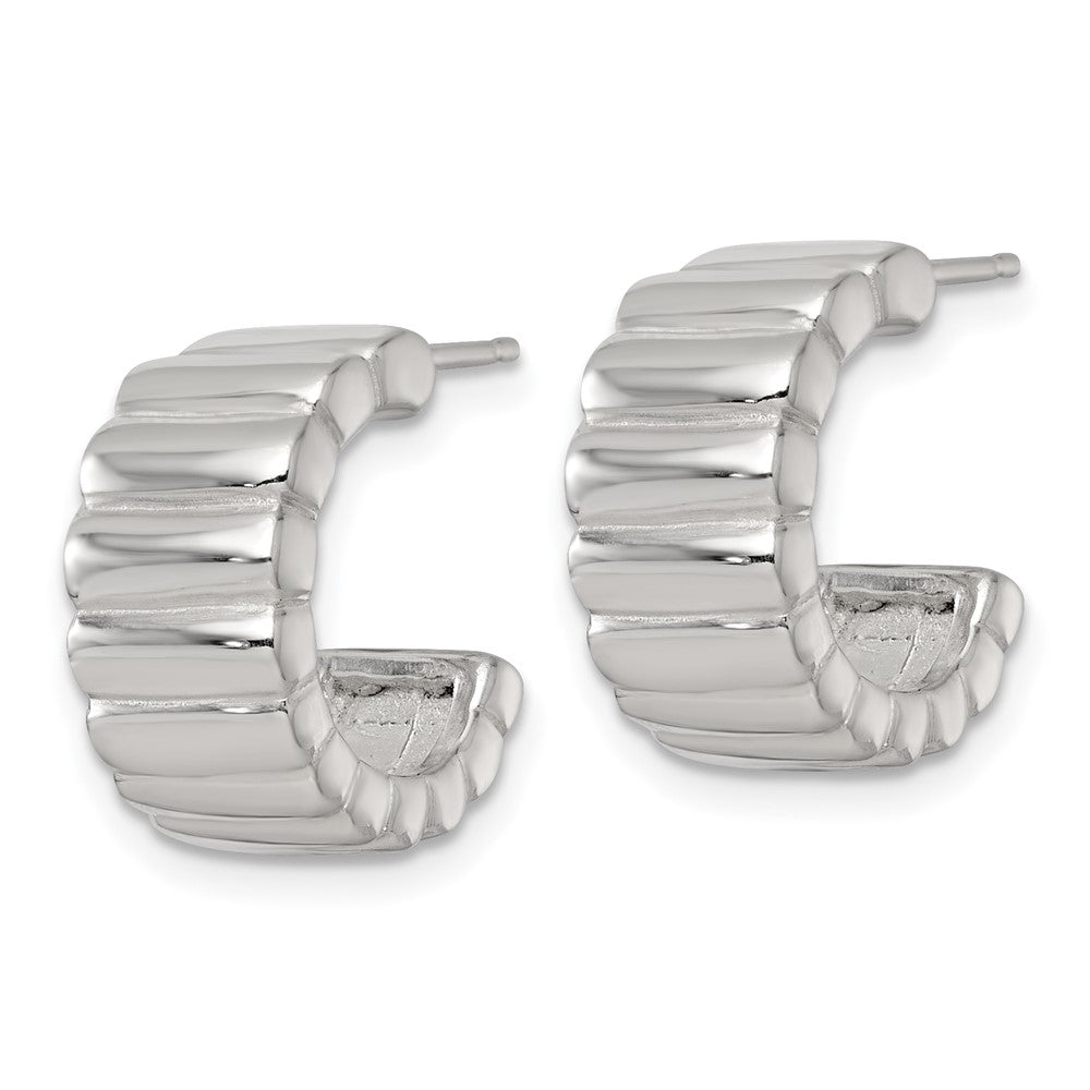 Sterlingsilber Poliert Strukturiert 8.0mm Stecker C- Creolen