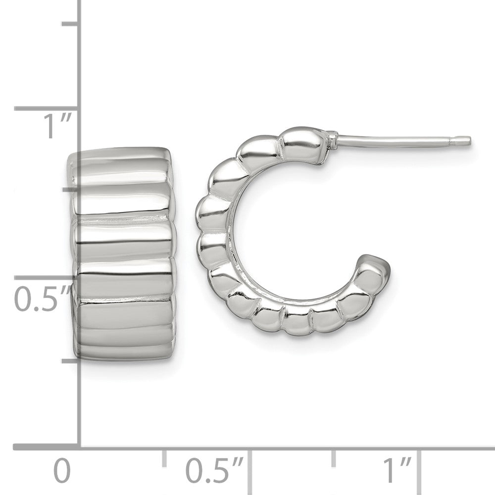 Sterlingsilber Poliert Strukturiert 8.0mm Stecker C- Creolen