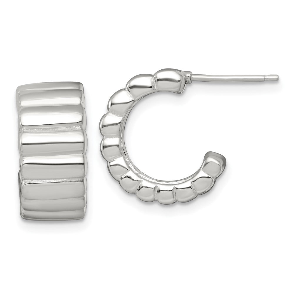 Sterlingsilber Poliert Strukturiert 8.0mm Stecker C- Creolen