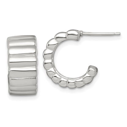 Sterlingsilber Poliert Strukturiert 8.0mm Stecker C- Creolen
