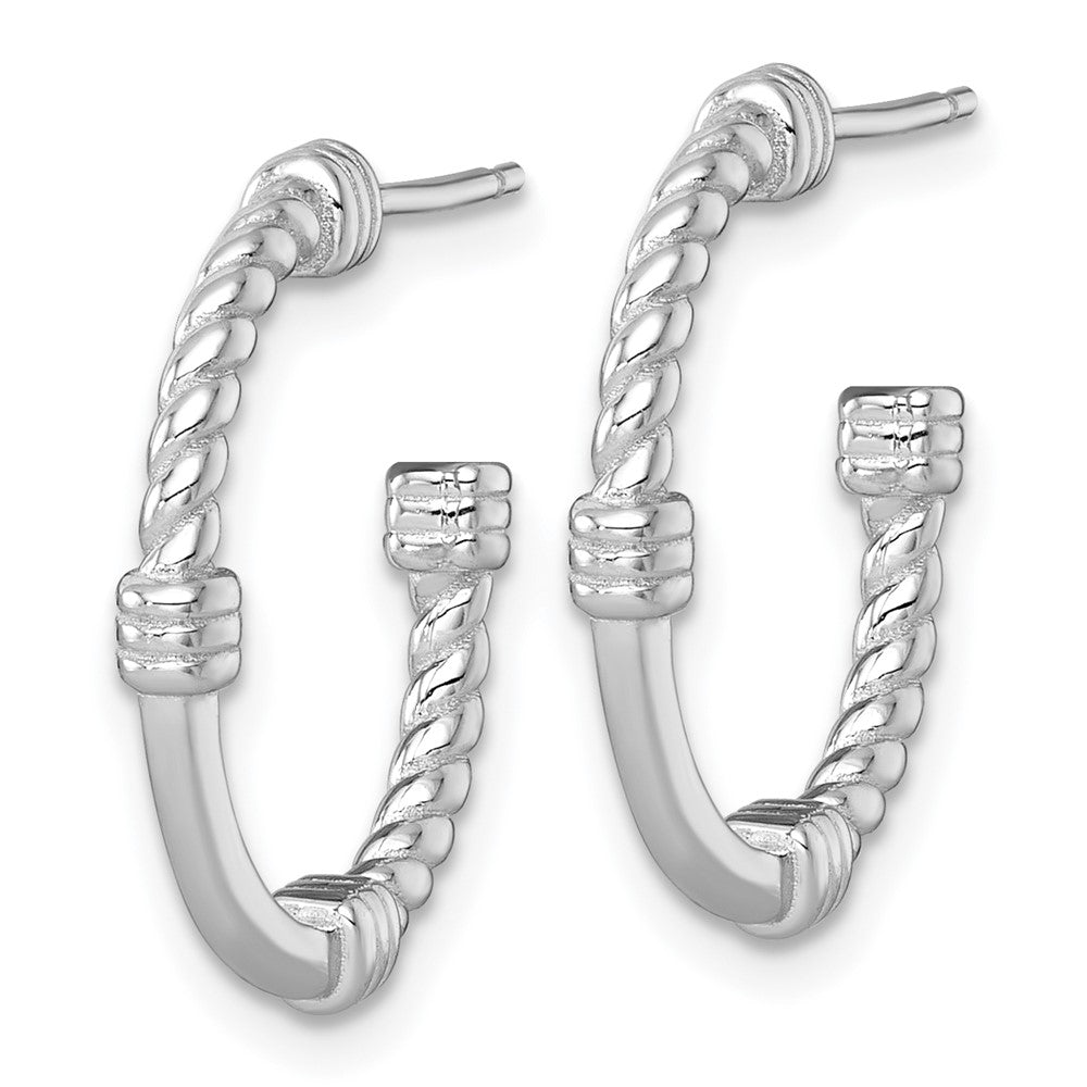 Sterlingsilber Rhodiniert Poliert und Gedreht 21.0mm Stecker C- Creolen