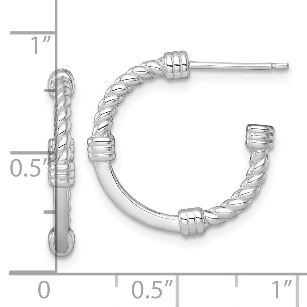 Sterlingsilber Rhodiniert Poliert und Gedreht 21.0mm Stecker C- Creolen
