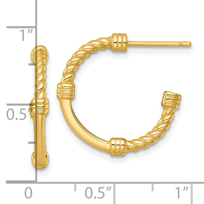 Sterlingsilber Goldfarben Poliert und Gedreht 21.0mm Stecker C- Creolen