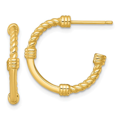 Sterlingsilber Goldfarben Poliert und Gedreht 21.0mm Stecker C- Creolen