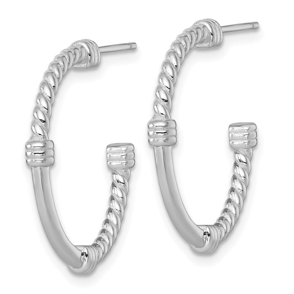 Sterlingsilber Rhodiniert Poliert und Gedreht 24.0mm Stecker C- Creolen