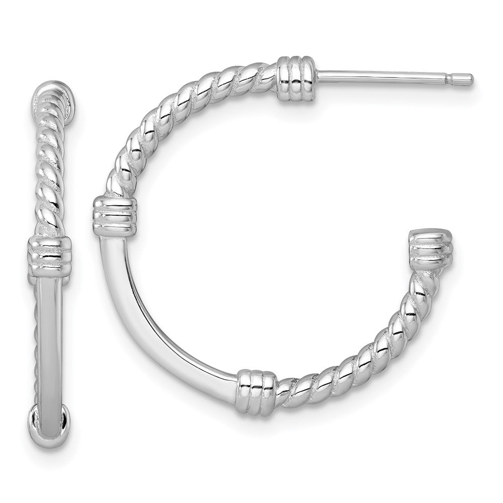Sterlingsilber Rhodiniert Poliert und Gedreht 24.0mm Stecker C- Creolen
