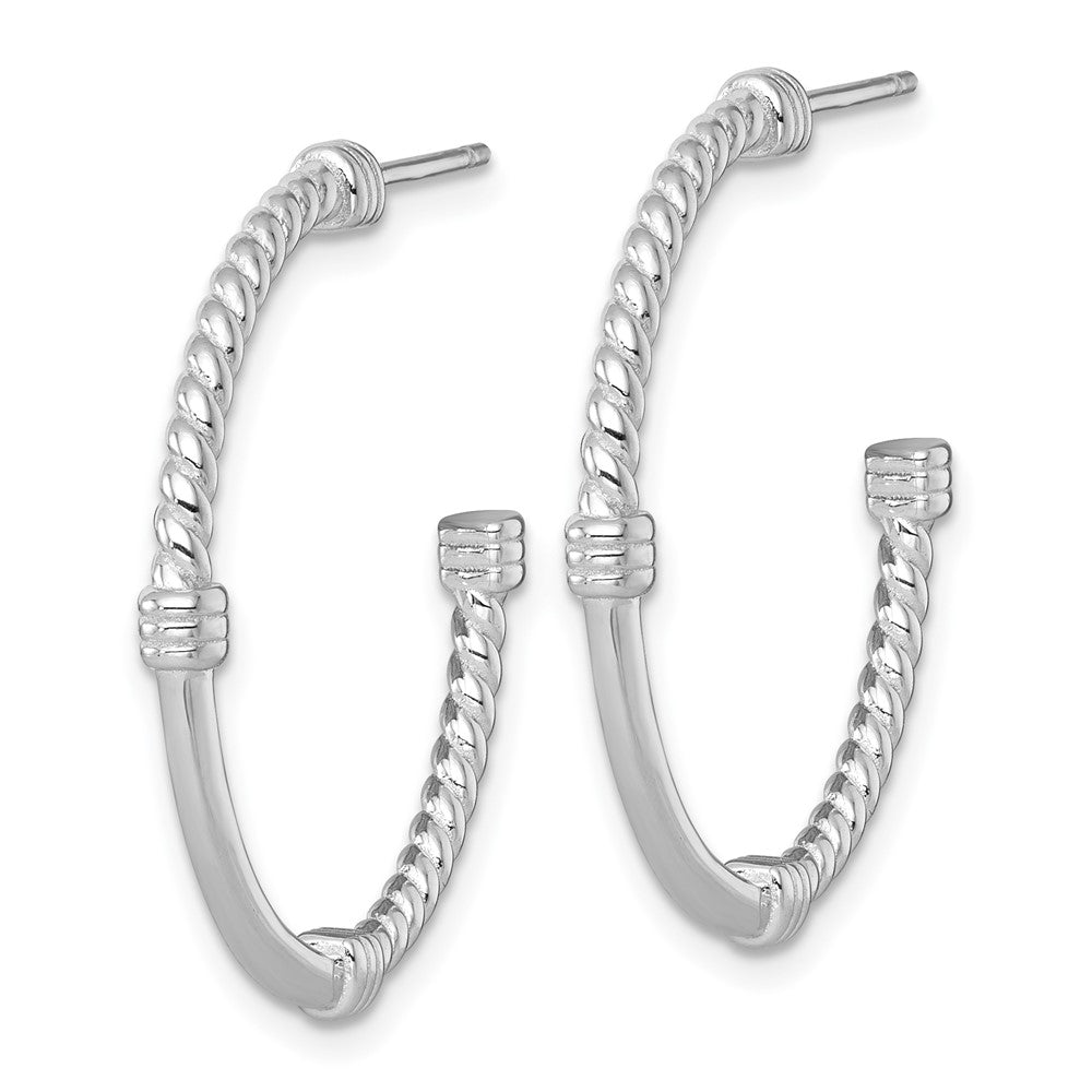 Sterlingsilber Rhodiniert Poliert und Gedreht 30.0mm Stecker C- Creolen