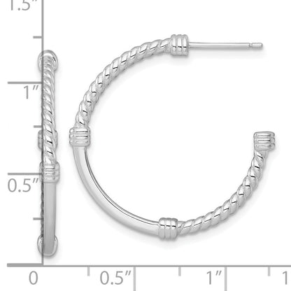 Sterlingsilber Rhodiniert Poliert und Gedreht 30.0mm Stecker C- Creolen