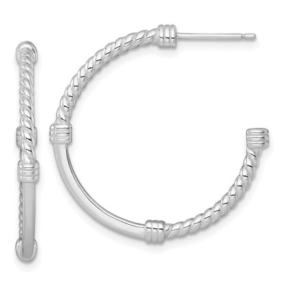 Sterlingsilber Rhodiniert Poliert und Gedreht 30.0mm Stecker C- Creolen
