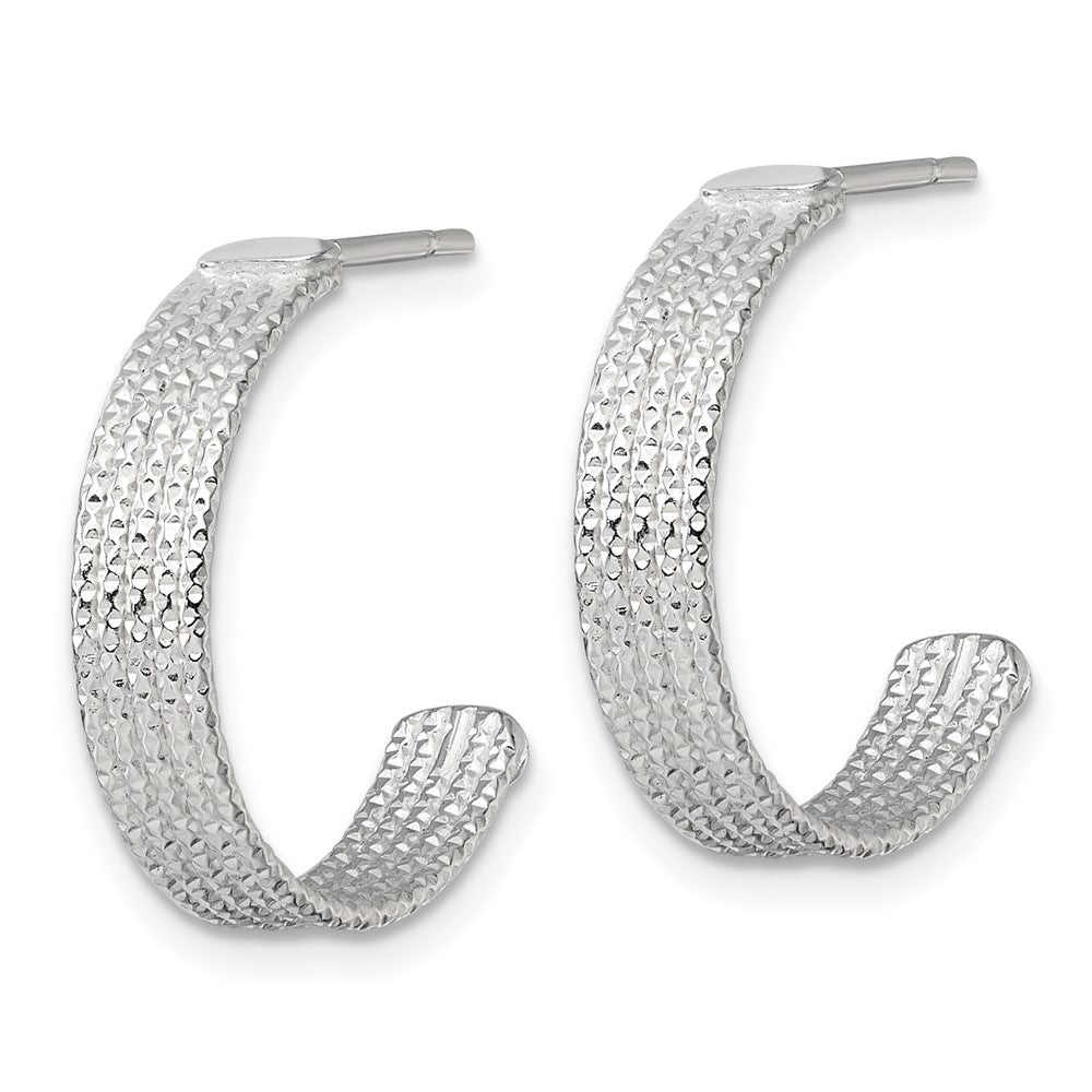 Sterlingsilber Poliert und Strukturiert 20x4.5mm Stecker C- Creolen