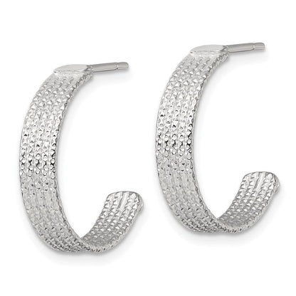 Sterlingsilber Poliert und Strukturiert 20x4.5mm Stecker C- Creolen