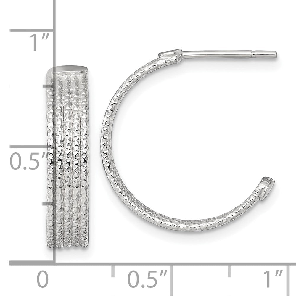 Sterlingsilber Poliert und Strukturiert 20x4.5mm Stecker C- Creolen