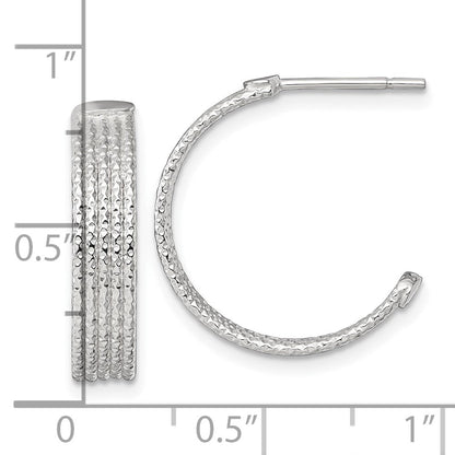 Sterlingsilber Poliert und Strukturiert 20x4.5mm Stecker C- Creolen